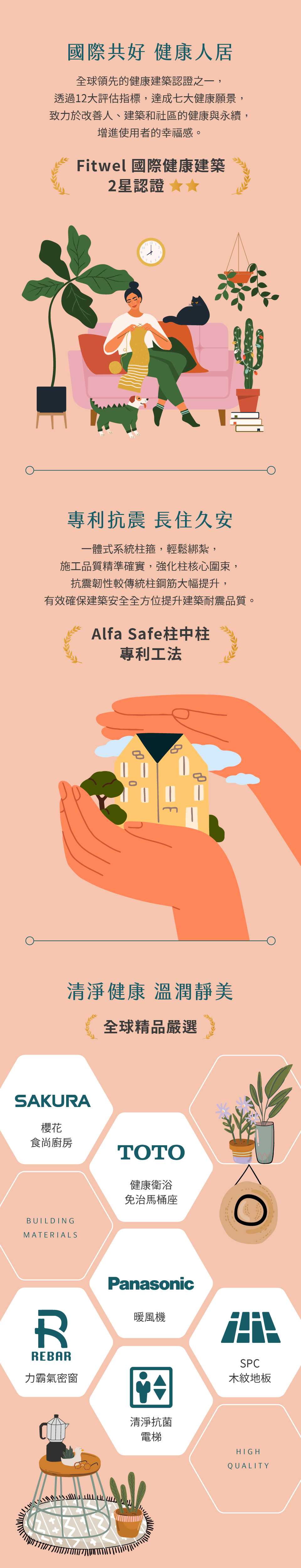 國際共好 健康人居｜全球領先的健康建築認證之一，透過12大評估指標，達成七大健康願景，致力於改善人、建築和社區的健康與永續，增進使用者的幸福感。